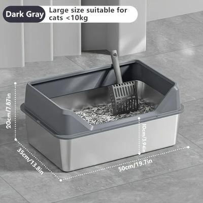 Uplifted Finds KEMORELA XL Stainless Steel Litter Enclosure dark Gray 50 Cm