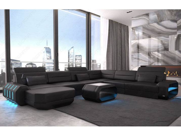 XL Wohnlandschaft Roma U-Form in Leder