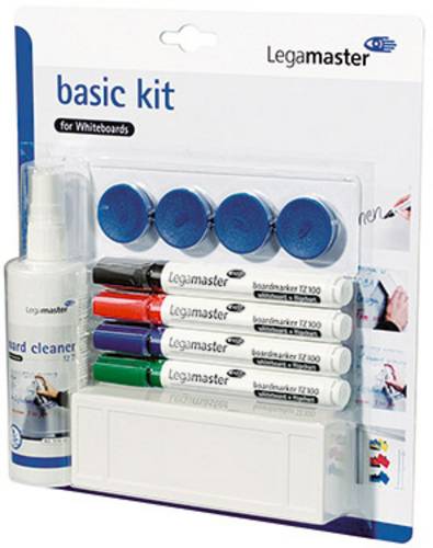 Legamaster basic Kit for Whiteboards 7-125100 Whiteboardmarker Schwarz, Blau, Rot, Grün inkl. Tafellöscher, Reiniger, Magneten