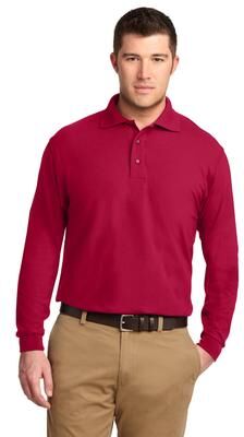 Port Authority K500LS Silk Touch Long Sleeve Polo Shirt in Red size 3XL
