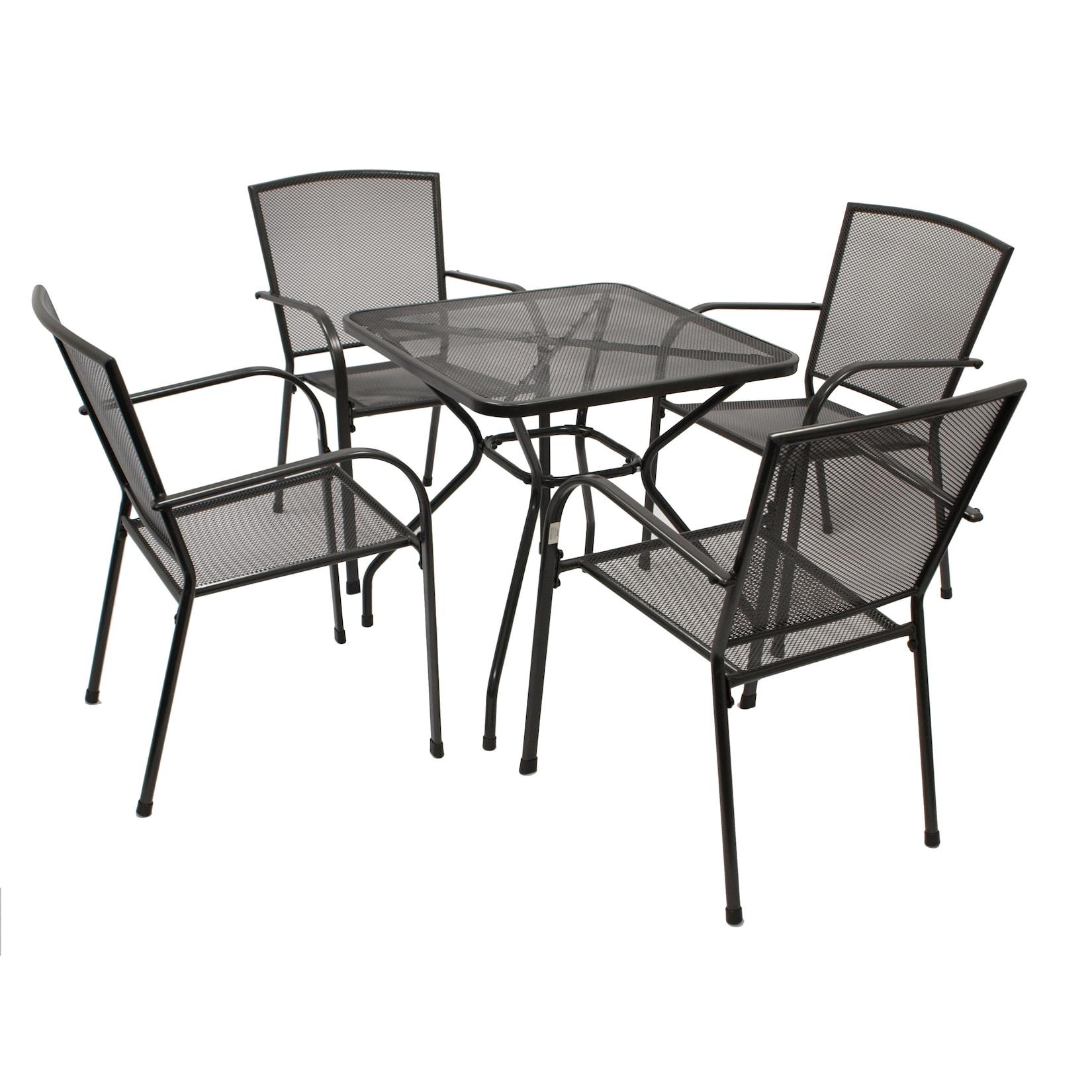 Garnitur CLASSIC 5-teilig, Streckmetall anthrazit (Tisch 70x70cm)