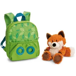 NICI, Kindergartentasche, 62692 Rucksack mit Plüschtier 21x26cm Fuchs 25cm grün