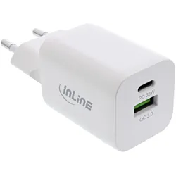 INLINE Power Delivery + Quick Charge USB Netzteil, 33W, USB-A + USB-C, weiß