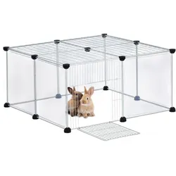 Relaxdays 12-teiliges Freilaufgehege Transparent Weiß,Schwarz,Transparent
