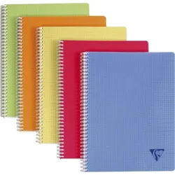 Clairefontaine Linicolor Notizbuch DIN A5+ Kariert Spiralbindung PP (Polypropylen) Farbig sortiert 100 Seiten 50 Blatt