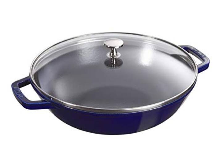 STAUB Wok 30 cm, Gusseisen, Induktionsgeeignet, dunkelblau
