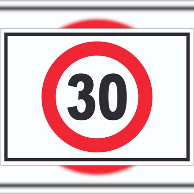 HB-Druck Tempo 30 km/h Geschwindigkeitsbegrenzung Aufkleber Symbol A1 (594x841mm)