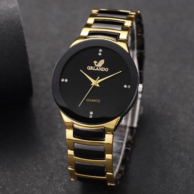 Combo Retail Shop Men Business Watch, Black Steel Band Fashion Quartz Analog Watch For Men bronze