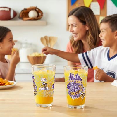 Evergreen Minnesota Vikings 16 oz Pint Glasses, Set of 2 - 16 oz