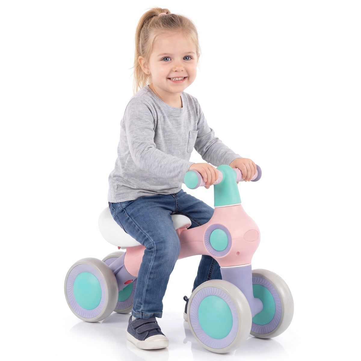 Costway Loopfiets voor Kinderen met Verstelbaar Zacht Zitkussen en Stille Wielen, Roze