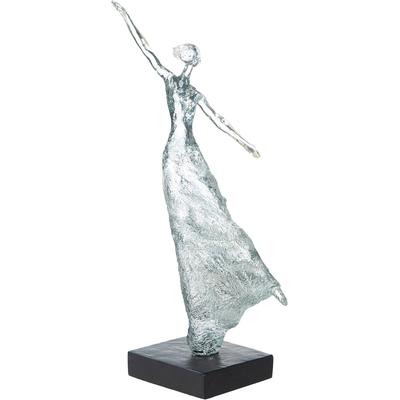 Skulptur GILDE "Skulptur Tanz des Glücks klar; schwarz", klar, schwarz, B:26cm H:39cm T:10cm, Kunstharz, Dekofiguren, Lebensfreude Bewegung Dynamik Emotion Kunstfigur