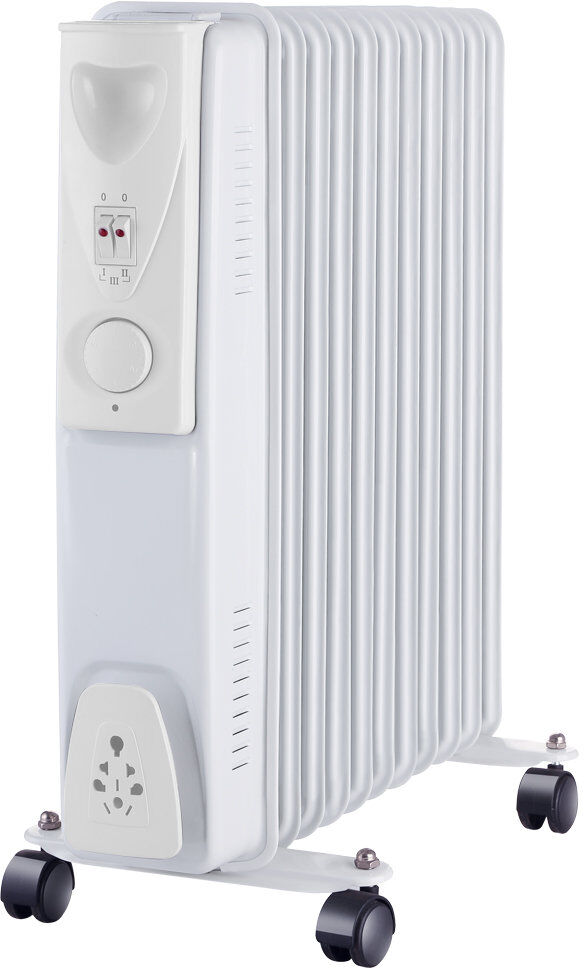 Belfry Heating Ned 2500W 11 Fin Oil Filled Radiator Portable Electric Heater with Thermostat White 53cm H X 24cm W X 50cm D