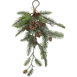 Chic Antique Künstlicher Deko-Zweig zum Aufhängen mit Tanne und Zapfen, H 48 x B 30 cm - Grün