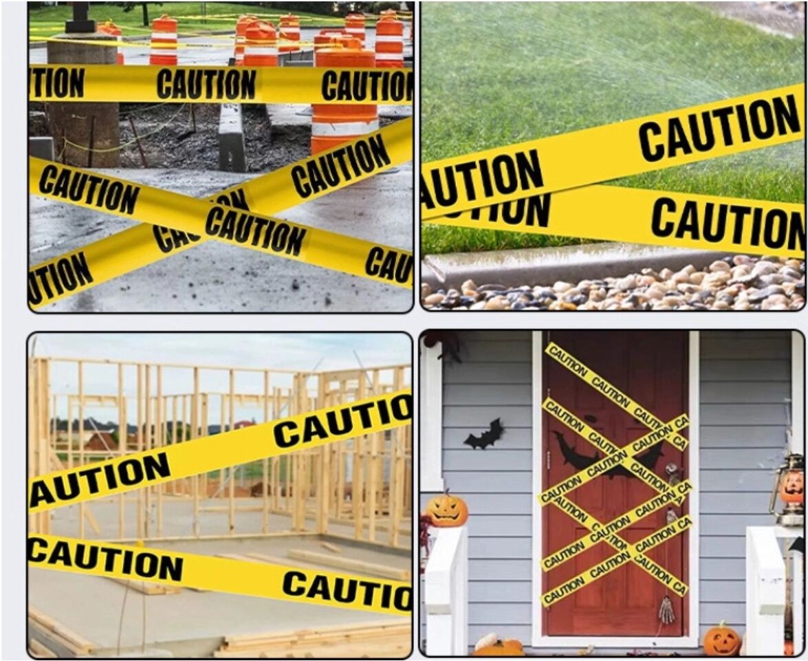 INF Ruban de signalisation de chantier (2 rouleaux) – Ruban de barrière jaune en PE non adhésif pour circulation extérieure et
