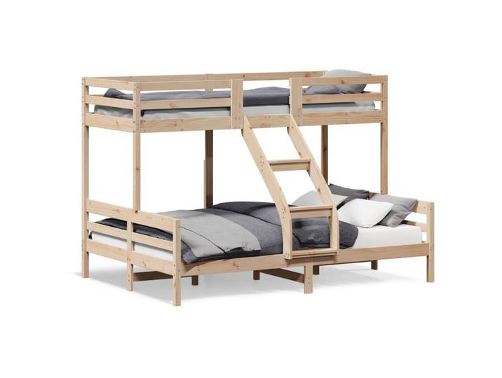 furnicato Bett Etagenbett Massivholz 207 x 145,5 x 145 cm (1-tlg), Sicheres Hochbett mit Leitplanken für begrenzte Platzverhältnisse