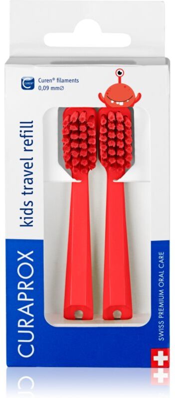 Curaprox Kids Travel refill tête de rechange pour brosse à dents Red 2 pcs