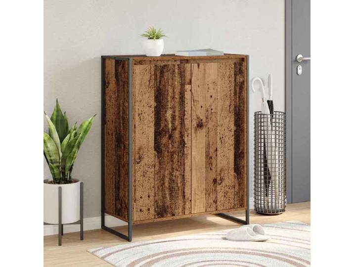 Cabinet rangement Marron - Cabinet à chaussures - avec stockage Bois Ancien 79x36x100 cm A15400
