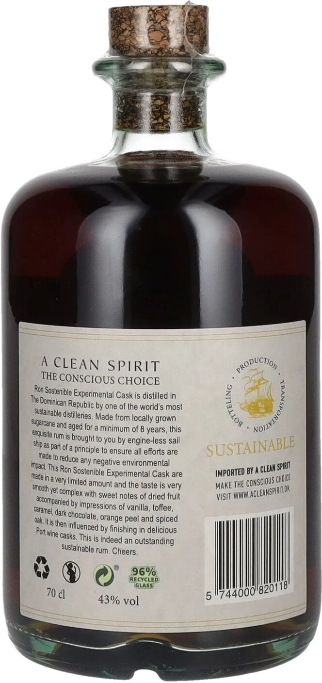 Ron Sostenible 8 Years Old Experimental Port Cask 43% Vol. 0,7l