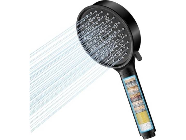 Cobbe Pommeau de douche avec Filtre\, Économe en Eau\, Eau Dure avec Filtration en 20 Couches\, 6 Types De Jet Haute Pression avec Filtre Anti-Calcaire (Noire)