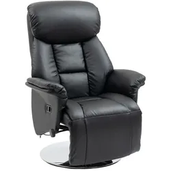 MODFU Relaxsessel Fernsehsessel Kunstleder Schwarz 109x93x78 cm manuell verstellbar 130 Grad 360 Grad drehbar mit ausziehbarer Fußstütze