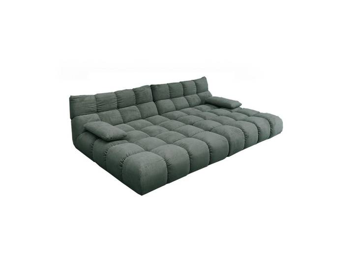 Kawola BIG Sofa Vivien Smaragdgrün Cord, Kunststoff, Echtholz, Füllung: Kaltschaum, 296x85x178 cm, Wohnzimmer, Sofas & Couches