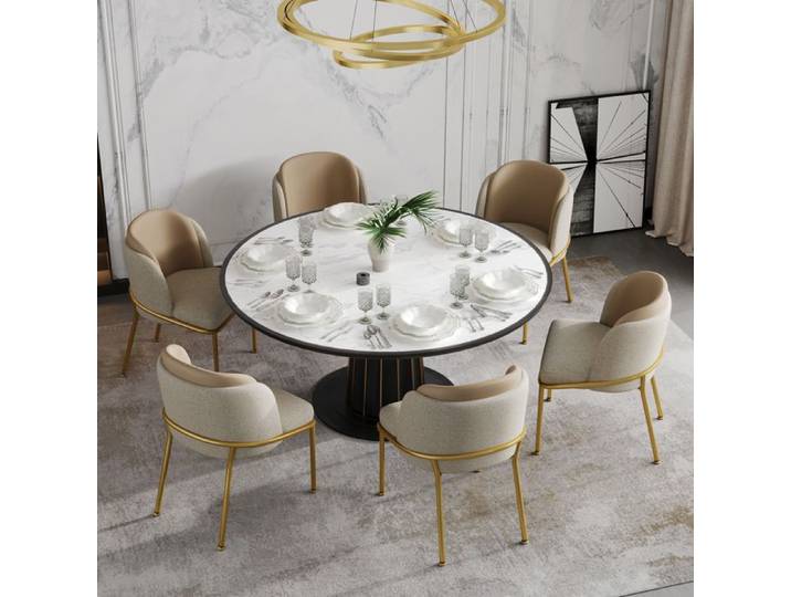 Chaises modernes - Design minimaliste nordique - Lot de 6 - Couleurs Morandi (beige kaki) - Dossier ergonomique