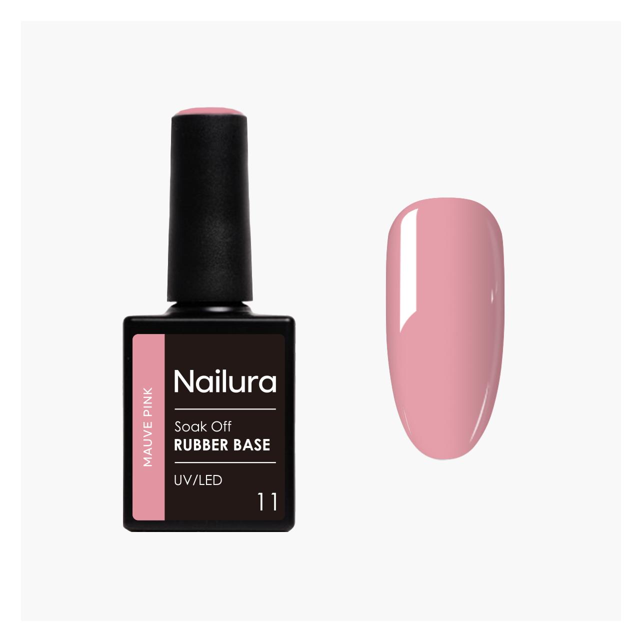 Nailura - Rubber Base 11 - Mauve Pink - 10 ml (mauve pink, Staubiges Rosa mit mauvefarbenen Untertönen) (70408)