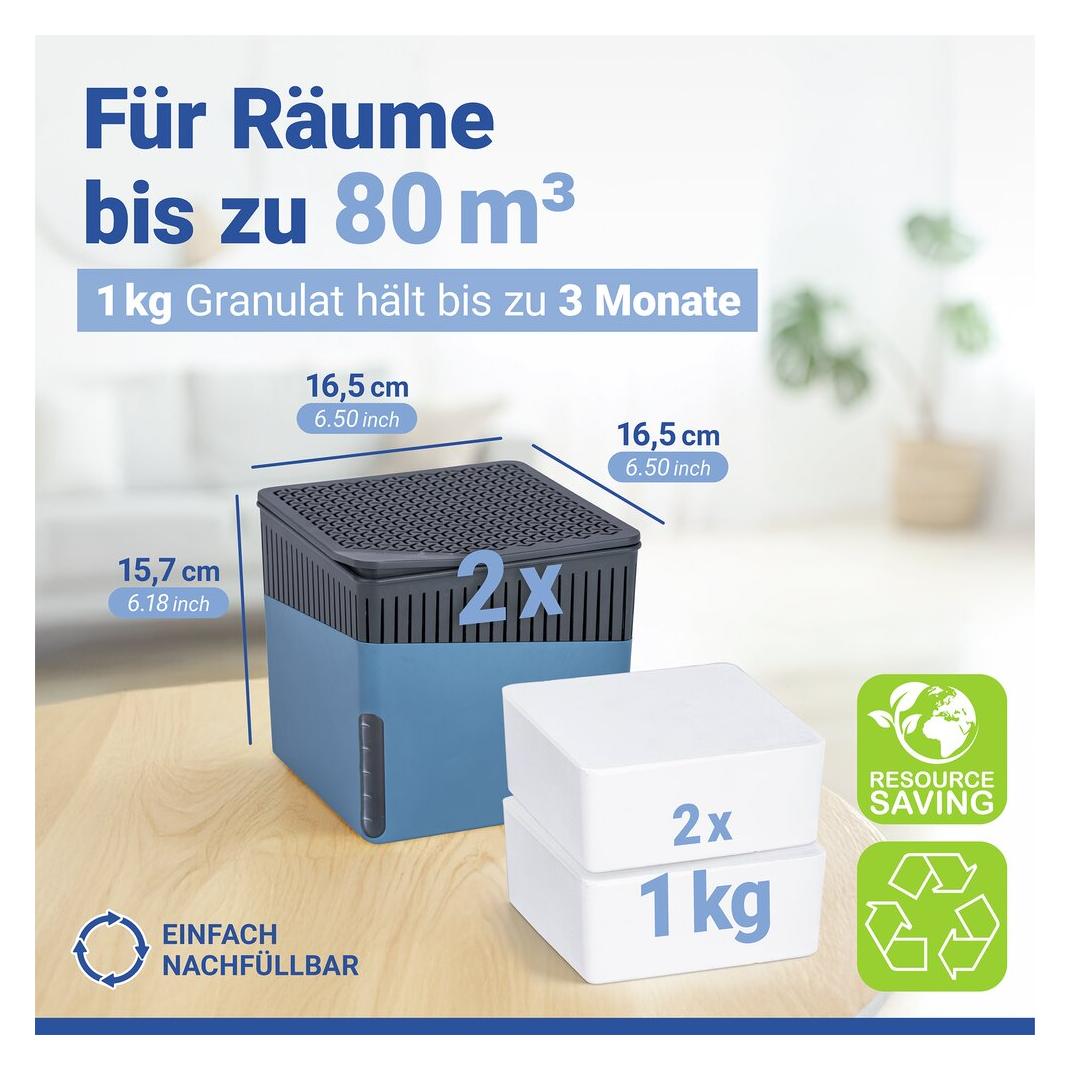 Wenko 2 Cube Raumentfeuchter, 2x 1,0 kg (80 m²) (69383800)