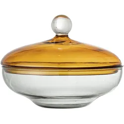 Bloomingville Behälter Danni flach aus Glas, 90 ml, Ø10xH8 cm, gelb