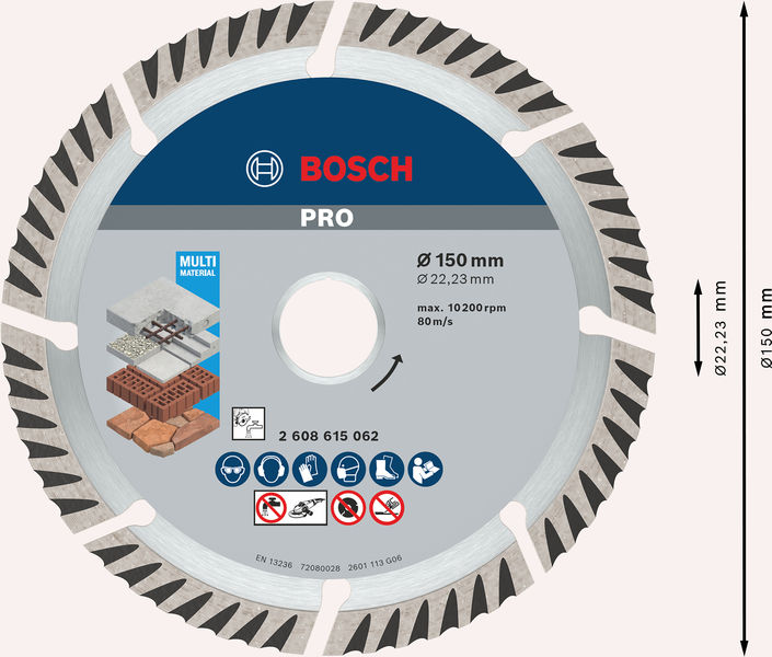 Bosch PRO Multi Material Diamanttrennscheibe, 150 x 22,23 mm 2608615062