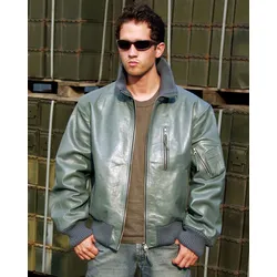 Mil-Tec BW Flieger, Lederjacke - Grau - 52