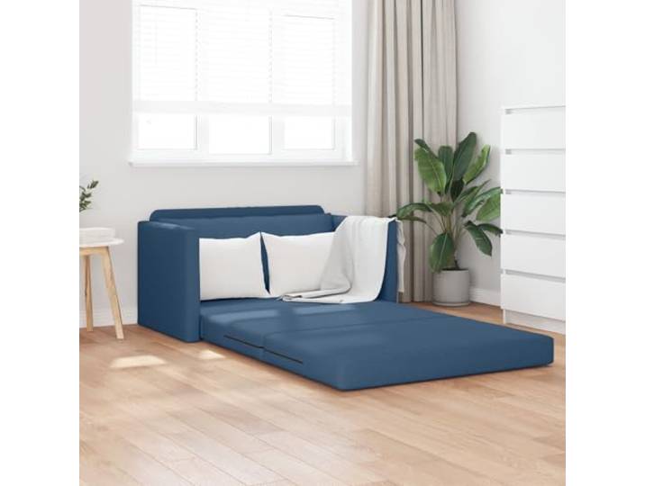HEFZGDB Boden Sofa Bett 2-in-1 Blau 124x71x78 cm Stoff Loveseat Modernes Sitzmöbel mit Kastenpolster Abnehmbare Kissen Vielseitige Nutzung für Wohnzimmer und kleine Räume Elegante