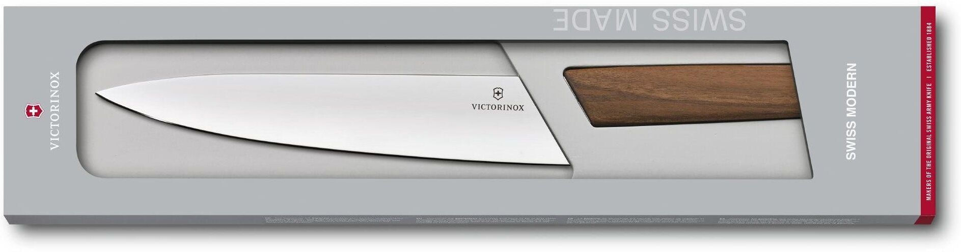 Tranchiermesser VICTORINOX, braun (nussbaum, edelstahlfarben), Edelstahl, Holz, Kochmesser, Tranchiermesser nussbaum, edelstahlfarben Einheitsgröße