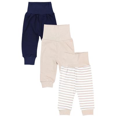 Pumphose TUPTAM "Pumphose Baby Mädchen Lange Pumphose 3er Pack", Mädchen, Gr. 98, N-Gr, blau (streifen beige, beige, dunkelblau), Obermaterial: 100% Baumwolle CO., Hosen