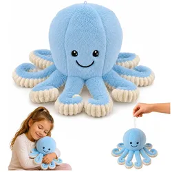 Plüsch-Oktopus, Kuscheltier mit elastischen Tentakeln, blau, 30 cm