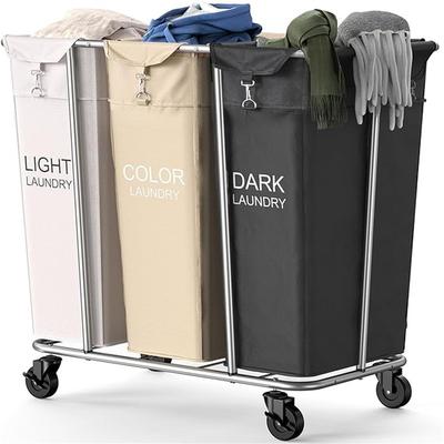 NO "Laundry Sorter 3 Section, 220L Large Laundry Cart with Wheels 3 Hamper Laundry Sorter - 33.07""L x 18.9""W x 31.5""H"