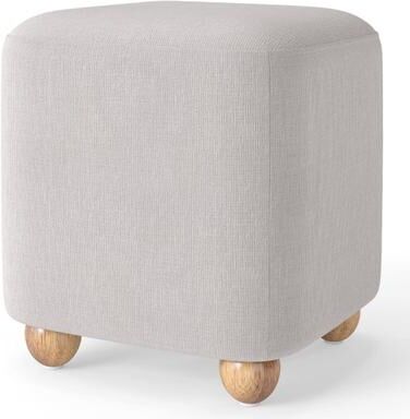 Costway 16.5 Inches Square Storage Ottoman with Solid Rubber Wood Legs-Gray