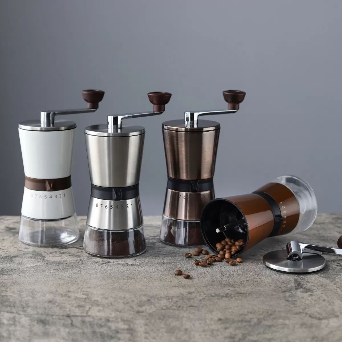 INF IF Manuelle Kaffeebohnenmühle - Weißer Keramikmahlkern