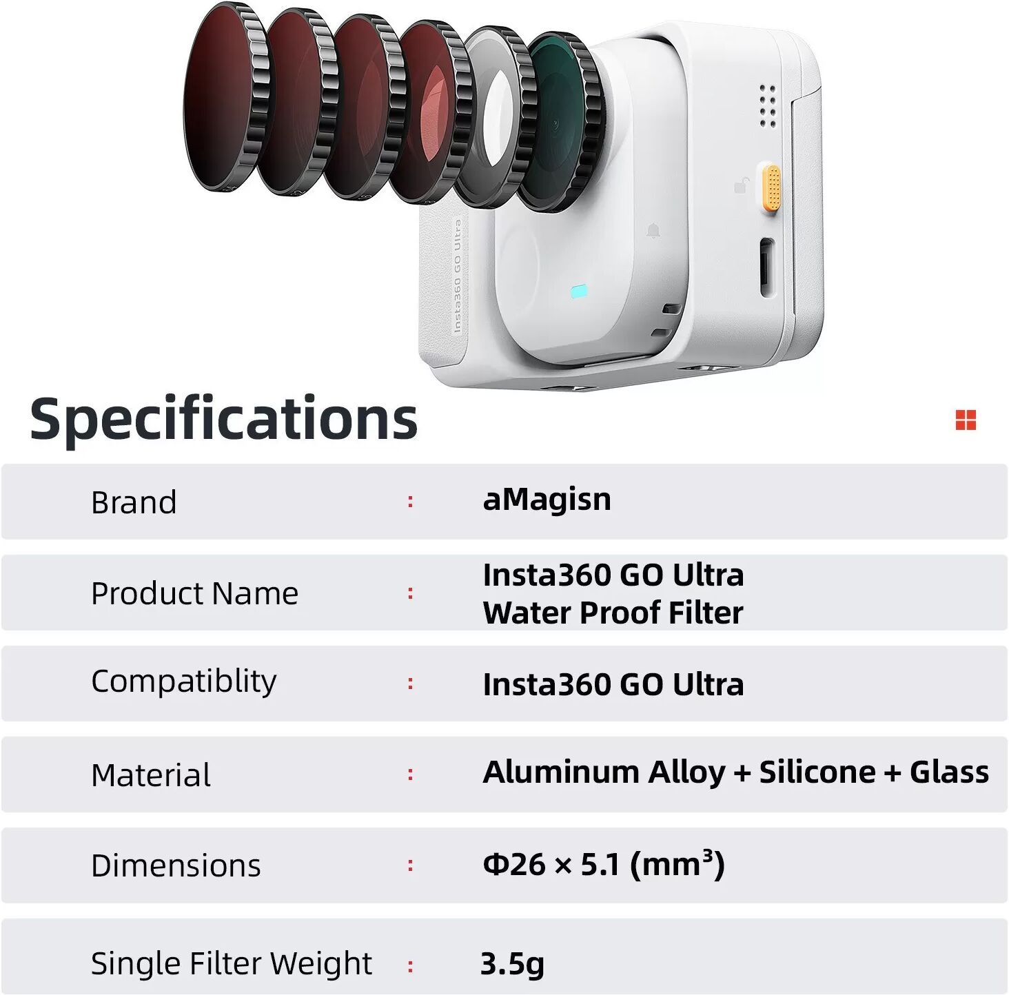 INF Insta360 GO Ultra Wasserdichtes ND Filter Set (ND8/16/32/64) für verbesserte Aufnahmen