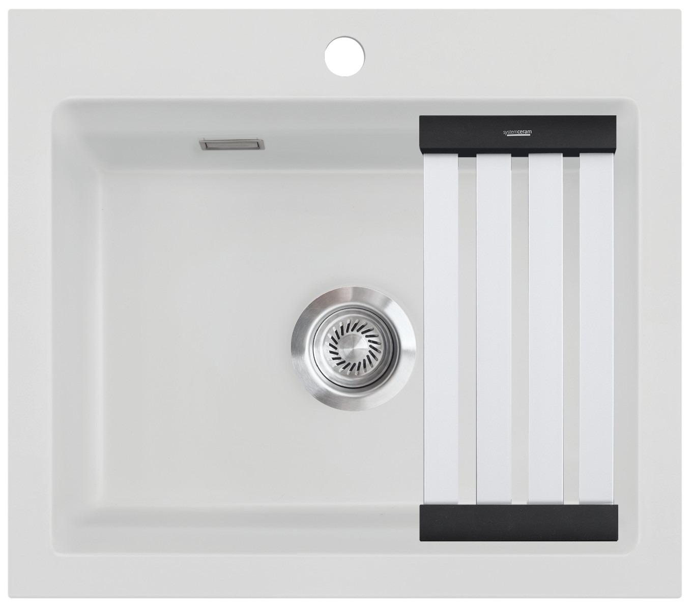 KeraDomo Spüle KARA 57 in SATIN mit Handbetätigung / ab Schrankbreite 60 cm / Einbauspüle