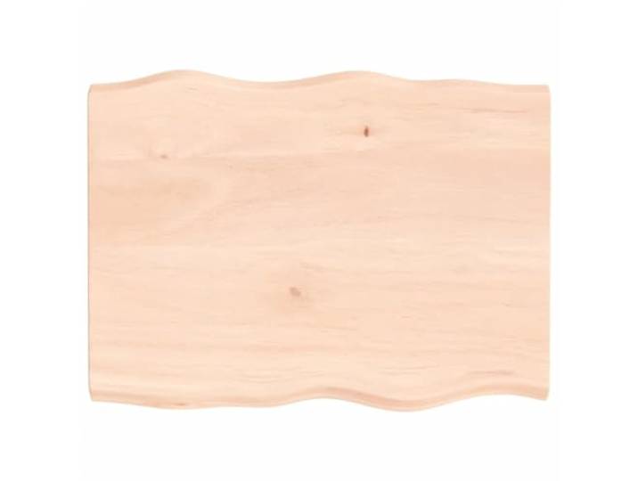 fsahslih Tischplatte Eiche Massivholz 80x60 cm Unbehandelt mit Baumkante Rustikales DIY-Holzbrett für Esszimmer und Büro, naturbelassene Holzmaserung mit individueller Waldkante gestaltet.