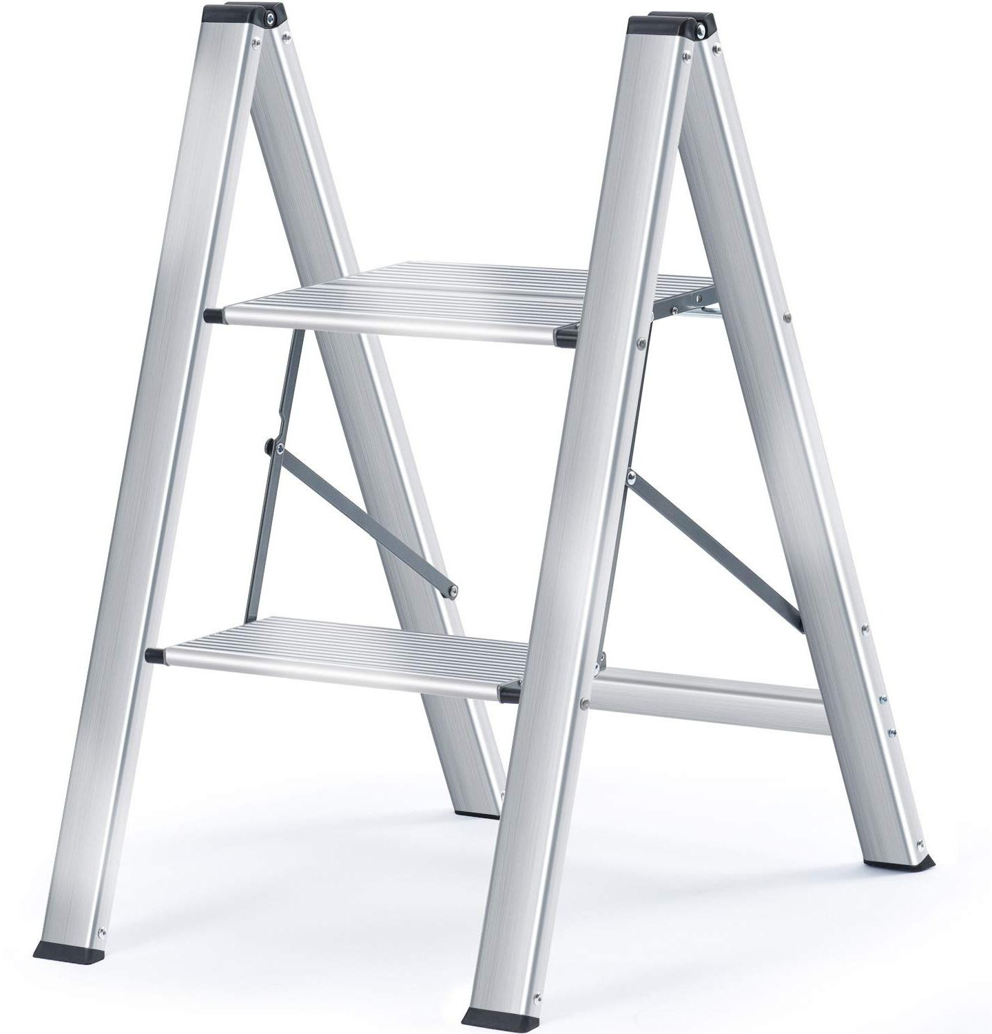 Merkloze aluminium vouwladder met 2 treden