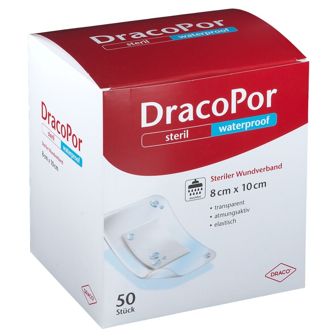 Dracopor waterproof Wundverband 8x10 cm steril 50 St Pflaster