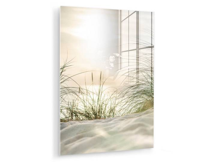 MuchoWow Acrylglasbild Dünen mit Strandhafer in der Sonne des Nationalparks Schleswig-Holsteinisches Wattenmeer 60x80 cm, Creme, Glas, Rechteckig, 60x80 cm, Bilder & Rahmen, Bilder, Acrylglasbilder