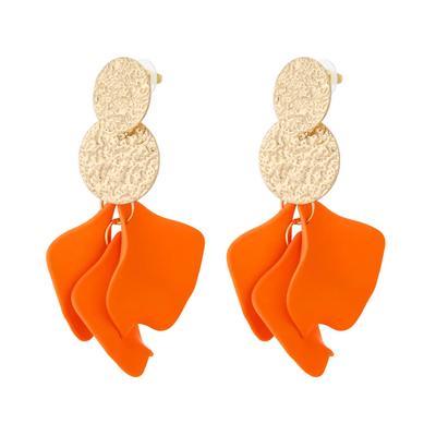 Paar Ohrhänger ADELIA´S "LIVAYA Ohrringe Ohrhänger mit Blumenmotiv aus Metall", Damen, Gr. Damen, orange, Ohrringe