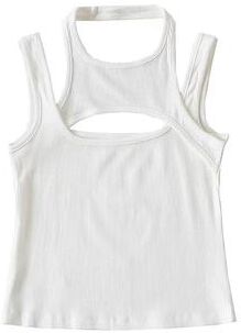 Daily Deals Depot Crop Top Asymmetrical Knitted Corset Tank For Women white l