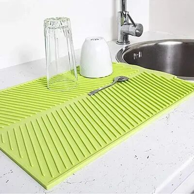 Discount Dollar Deals Kitchen Silicone Drain Pad, Storage Rack Holder, Durable Table Mat For Dish Drying Counter Protection red m