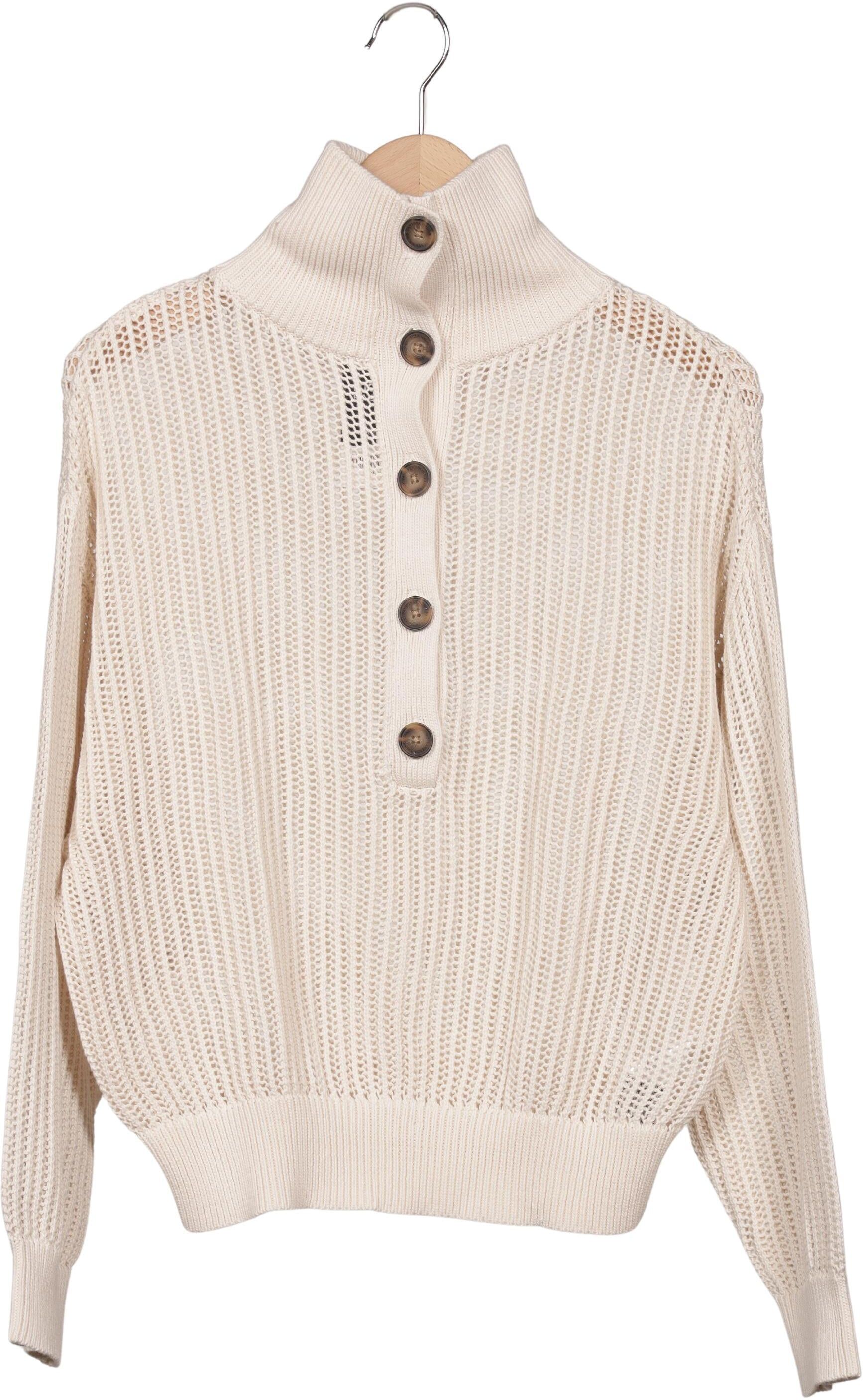 Vanessa Bruno Damen Pullover, Cremeweiß, Gr. XL, Baumwolle - Second Hand