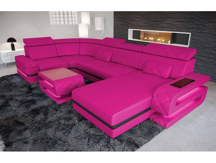 Mini Sofa Bologna U-Form in Leder