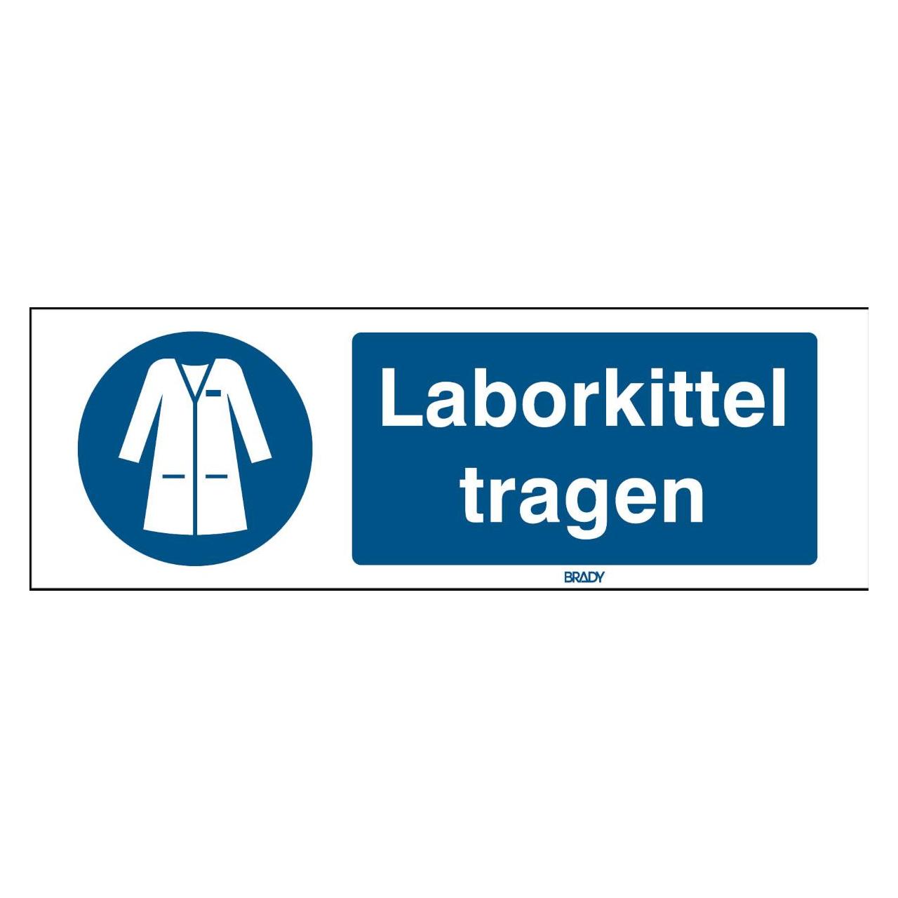 Brady B-7527, ISO 7010 Sicherheitsschild - Laborkittel tragen (M059), Polypropylen, Weiss auf Blau (311411)
